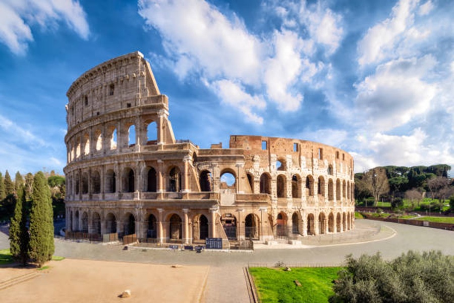 Colosseum in Rome without people in the morning, italy